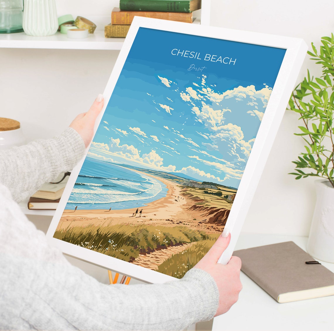 Chesil Beach Dorset Shoreline Waves Summer Coastline Art Poster - Image 5