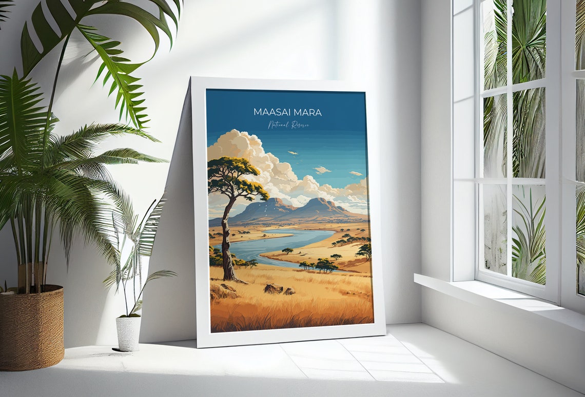 Maasai Mara Travel Print Wall Art Travel Poster Of Maasai Mara Kenya Gift Maasai Mara National Reserve Africa Art Gift - Image 3
