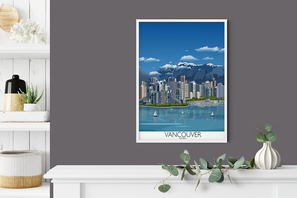 Vancouver Cityscape Travel Poster, Canada Art Print - Image 2