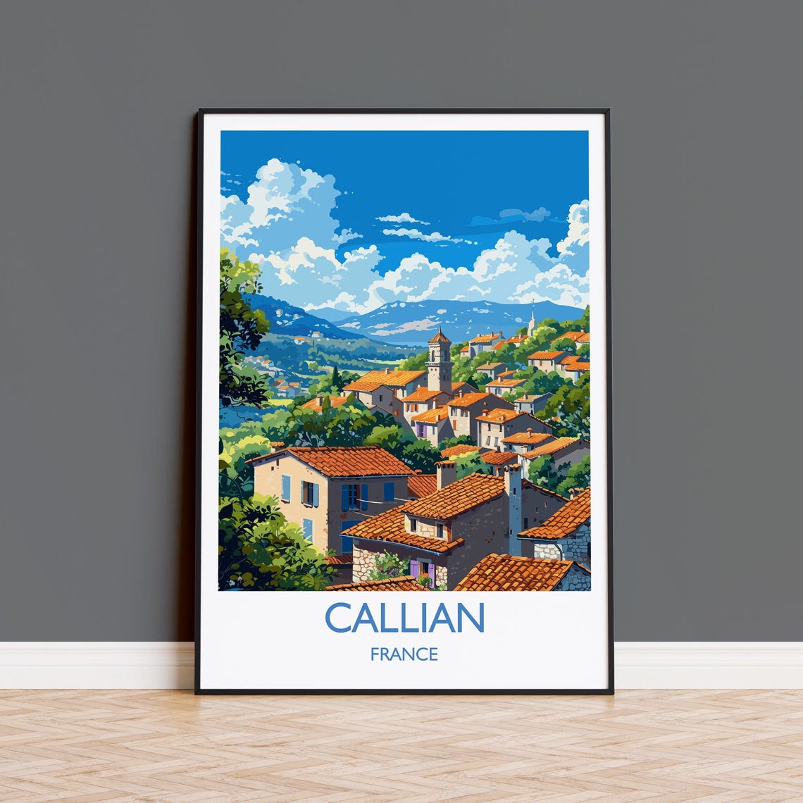 Callian Travel Poster Wall Art Travel Print Of Callian Cote Dazur Art Lovers Gift South Of France French Coast Art Gift