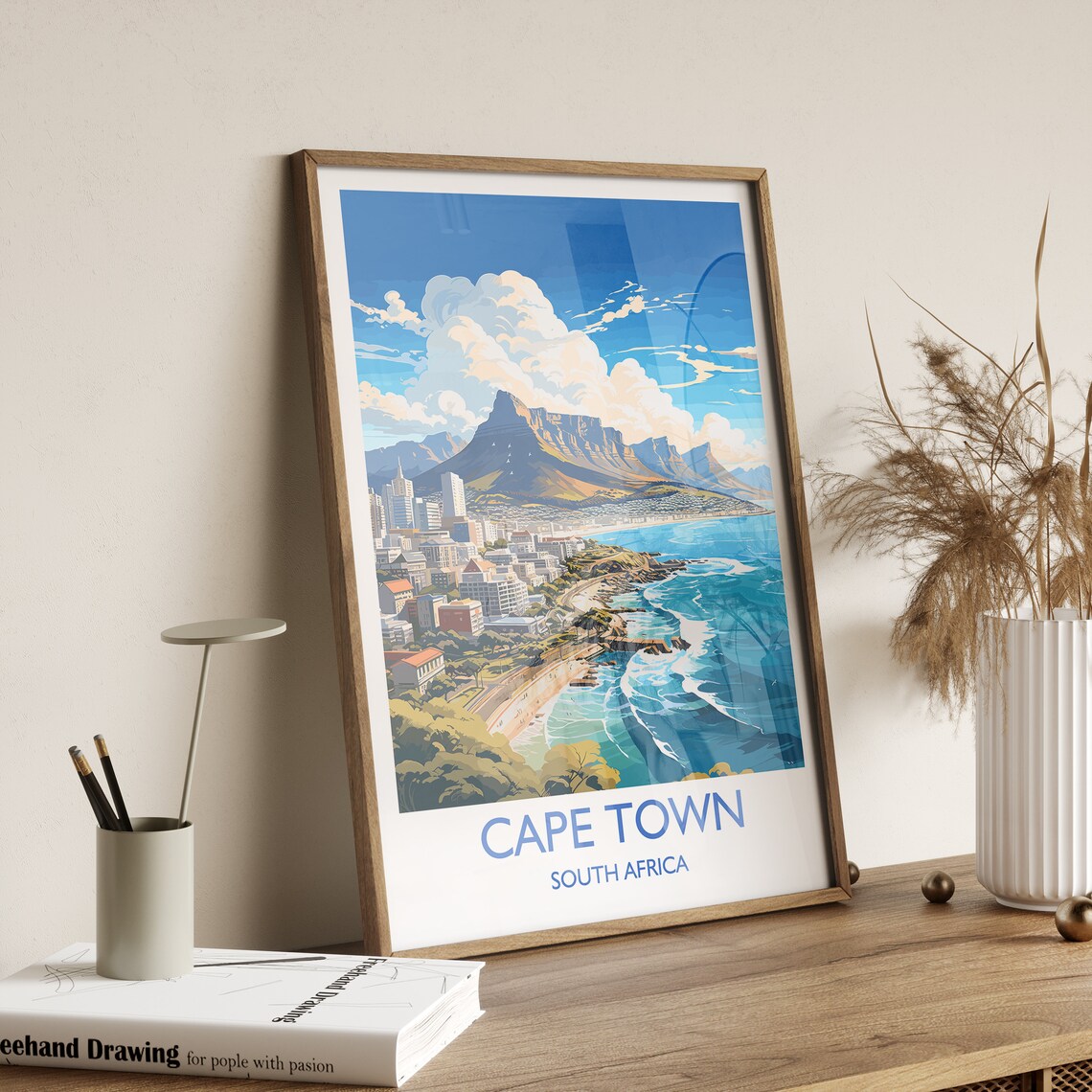 Cape Town Travel Print Travel Poster Of Cape Town Cape Town Art Lovers Gift South Africa Gift Wall Art Print - Image 2