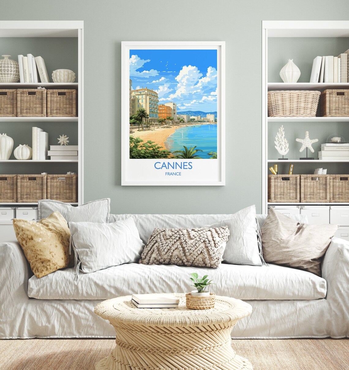 Cannes France Riviera Beach Promenade Grand Hotels Travel Poster - Image 4