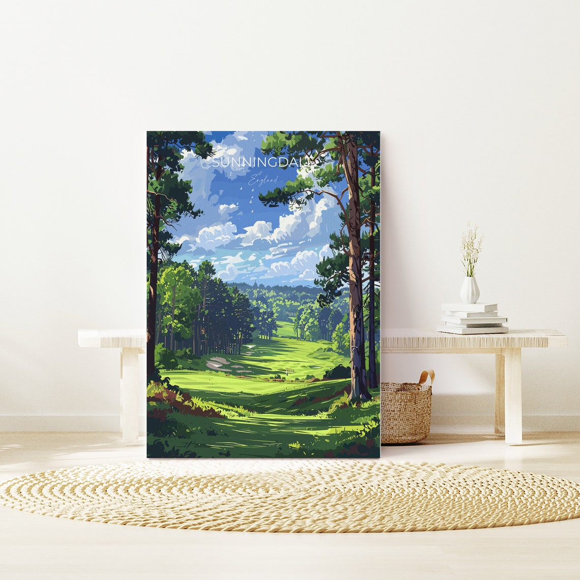 Sunningdale England Golf Course Pine Trees Sunny Fairway Poster - Image 2