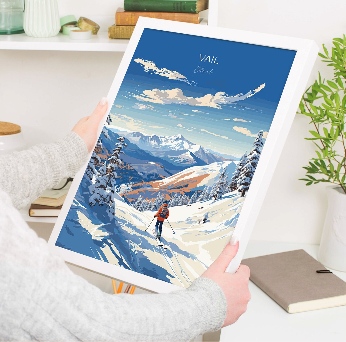 Vail Colorado Ski Resort Snowy Valley Peaks Winter Scene Poster - Image 5