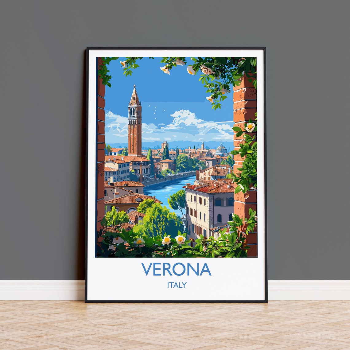 Verona Travel Poster Wall Art Travel Print Of Verona Verona Art Lovers Gift Italy Italian Art Gift