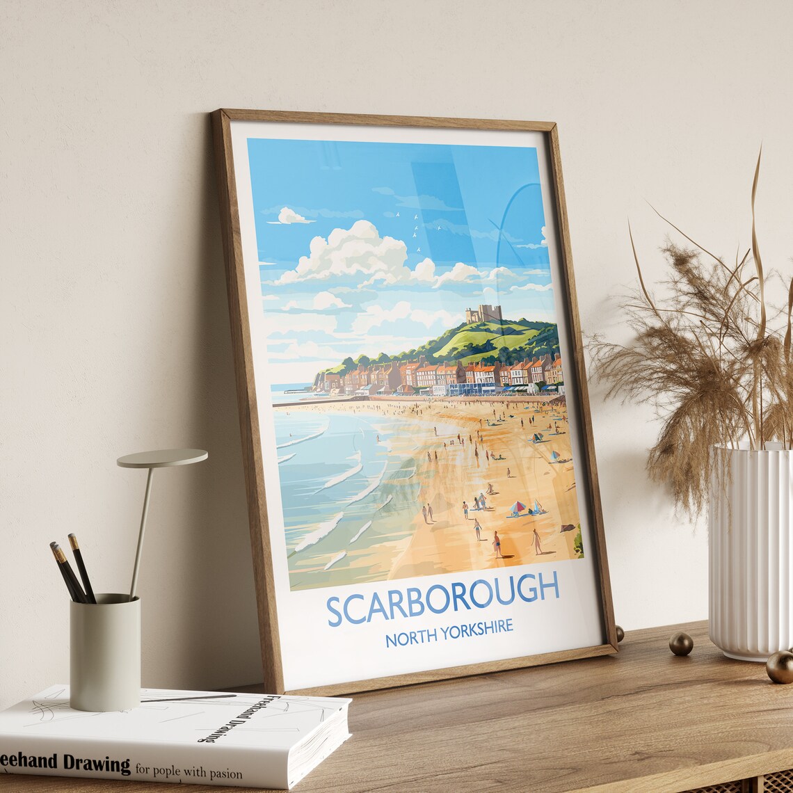 Scarborough Beach Travel Poster, North Yorkshire - Image 3