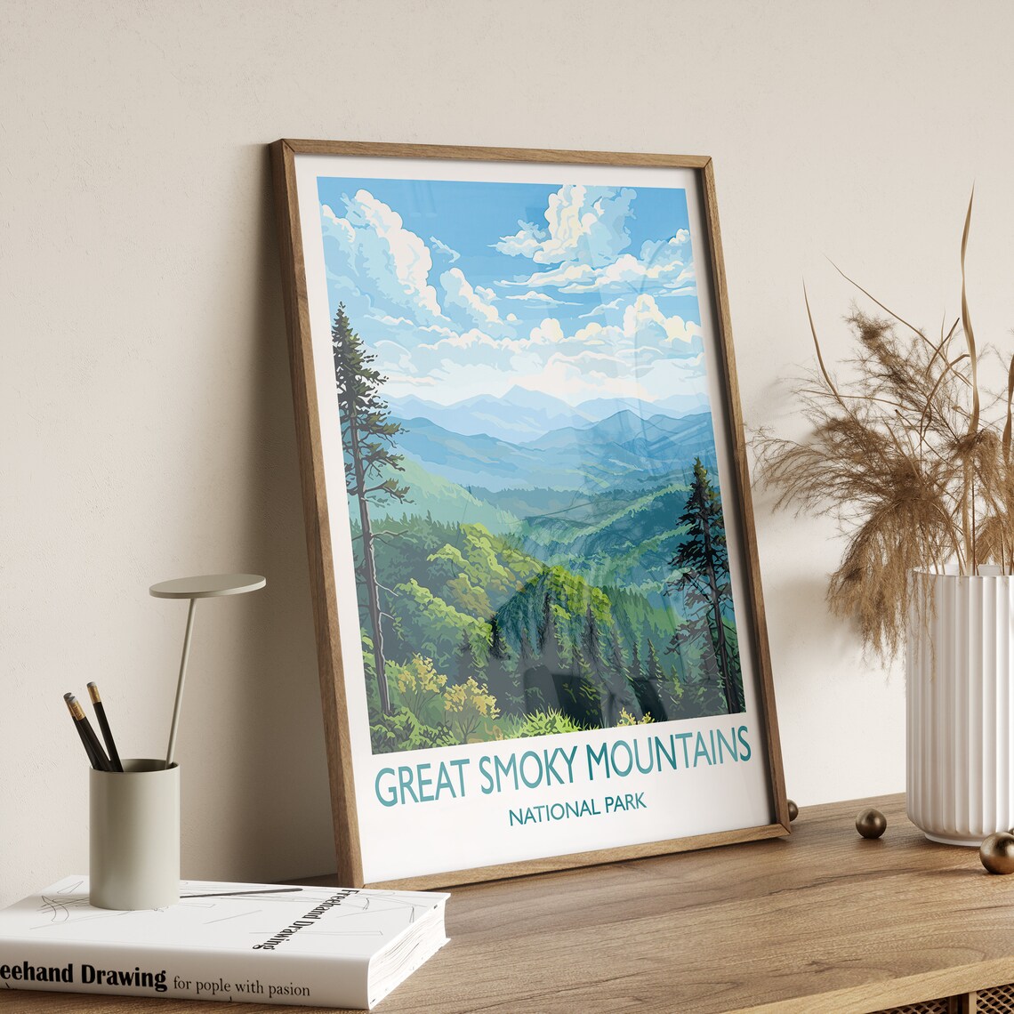 Great Smoky Mountains Print Travel Poster Of Great Smoky Mountains National Park Usa Travel Gift - Image 3