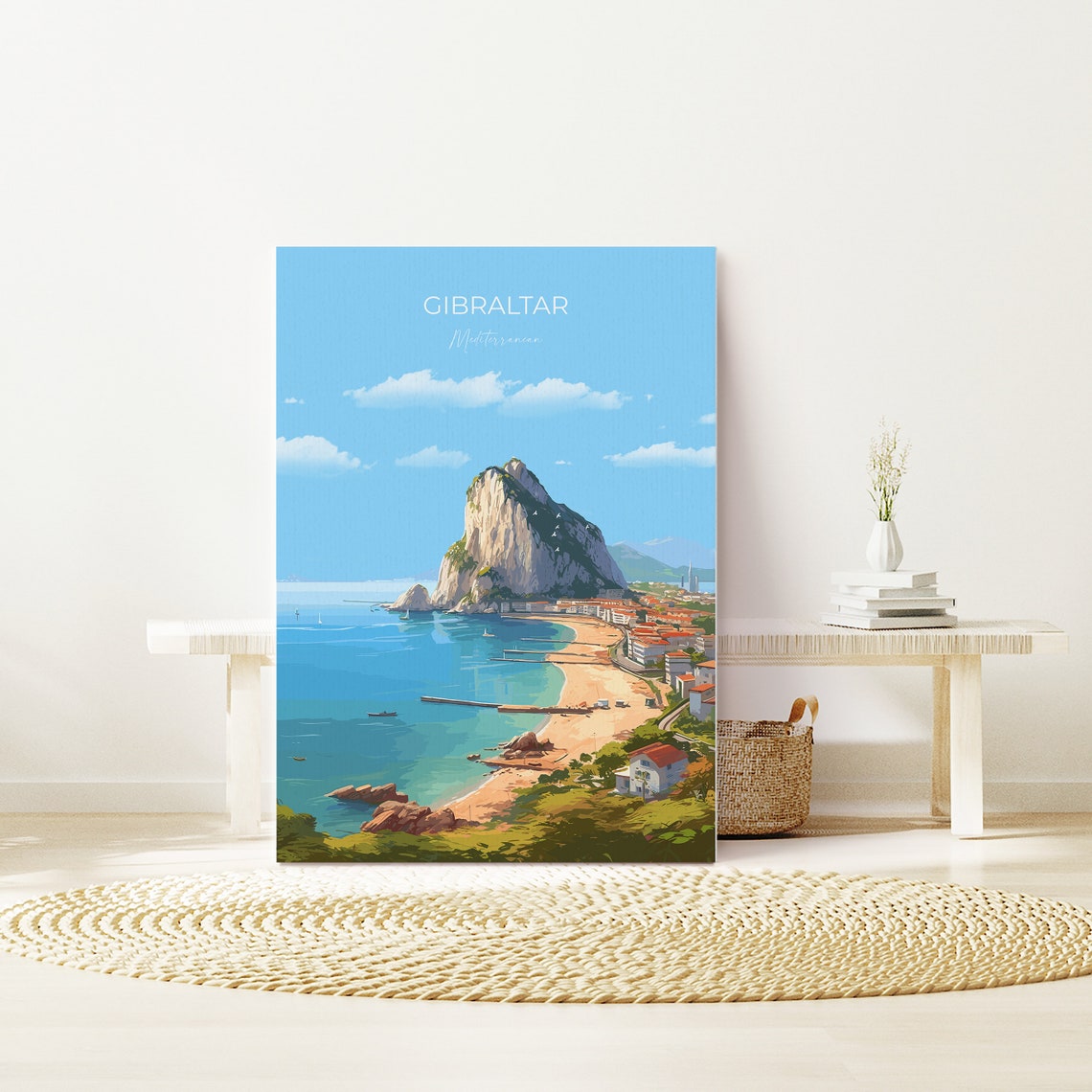 Gibraltar Mediterranean Rock Coast Beach Travel Poster Wall Decor - Image 4