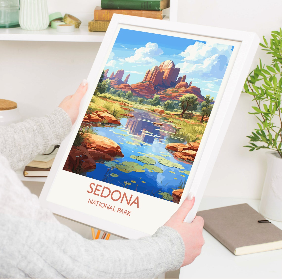 Sedona National Park Red Rock Buttes Desert Creek Art Poster - Image 5