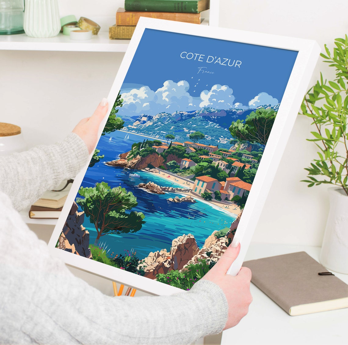 Cote Dazur Travel Print Wall Art Travel Poster Of Cote Dazur Cote Dazur Art Lovers Gift South Of France French Coast Art Gift - Image 3