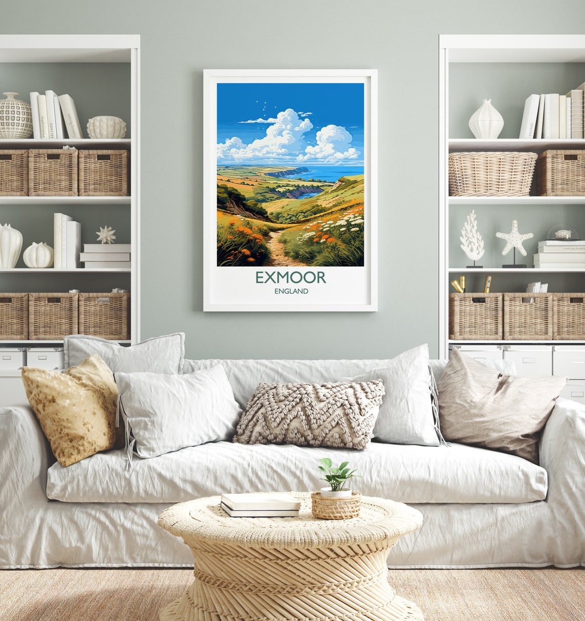 Exmoor England Coastal Cliffs Wildflower Path Seascape Travel Poster - Image 4