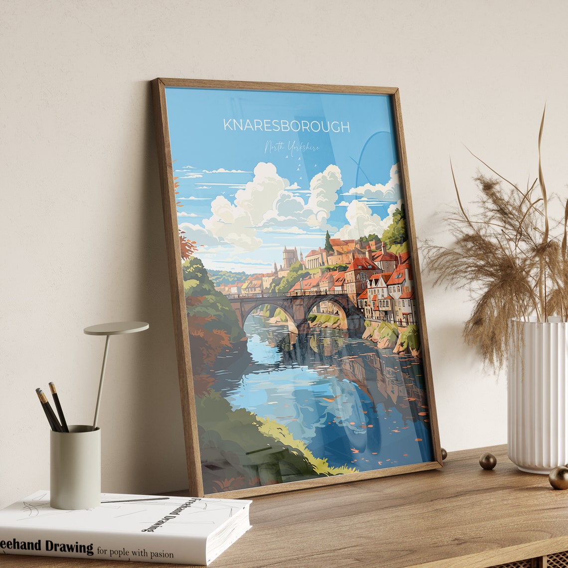 Knaresborough Travel Print Travel Poster Of Knaresborough North Yorkshire Gift England Knaresborough Art Lovers Gift Wall Art Print - Image 2