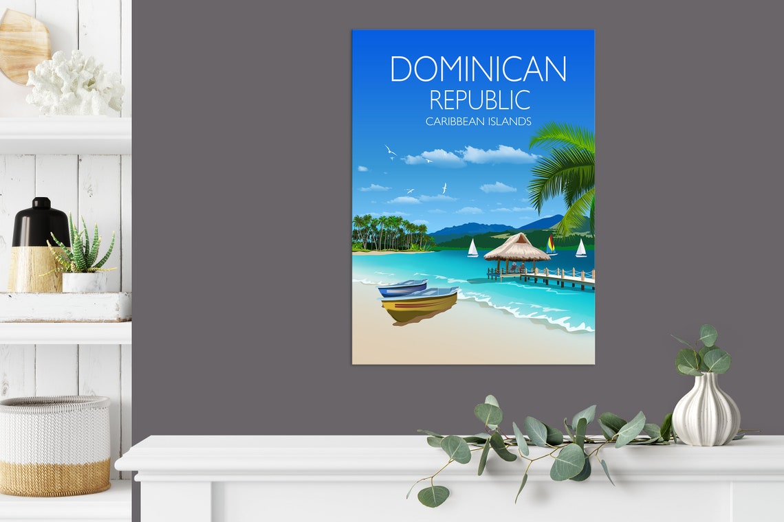 Travel Poster Of Dominican Republic Travel Print Of Dominican Republic Caribbean Travel Poster Dominican Republic Print - Image 3