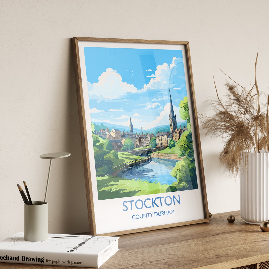 Stockton Print Travel Wall Art Travel Poster Of Stockton On Tees Stockton Art Print County Durham Wall Print Stockton Gift - Image 3