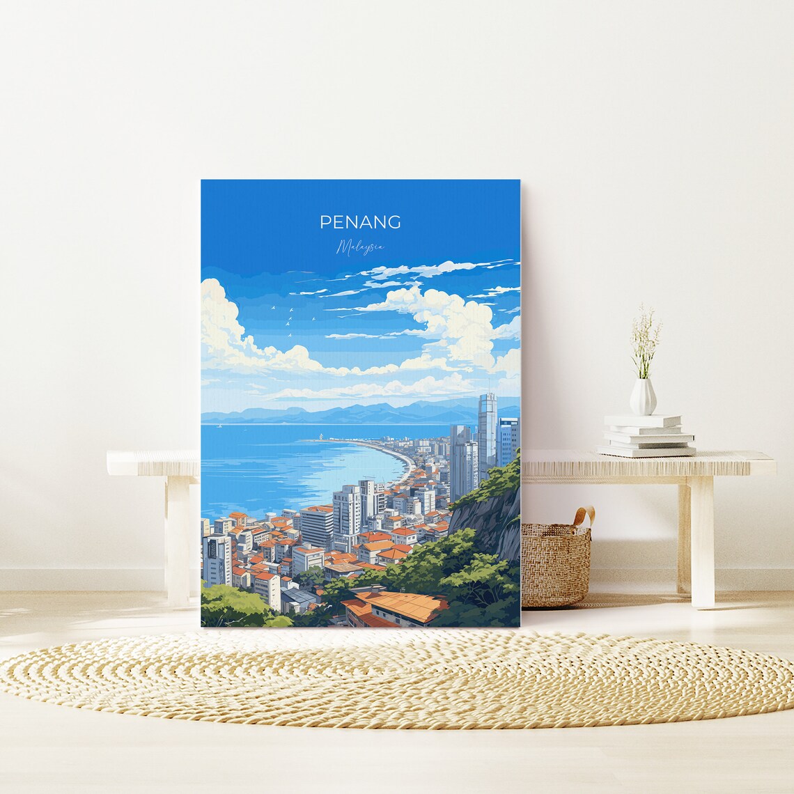 Penang Malaysia Coastal City Skyline Bay View Tropical Travel Poster - Image 4