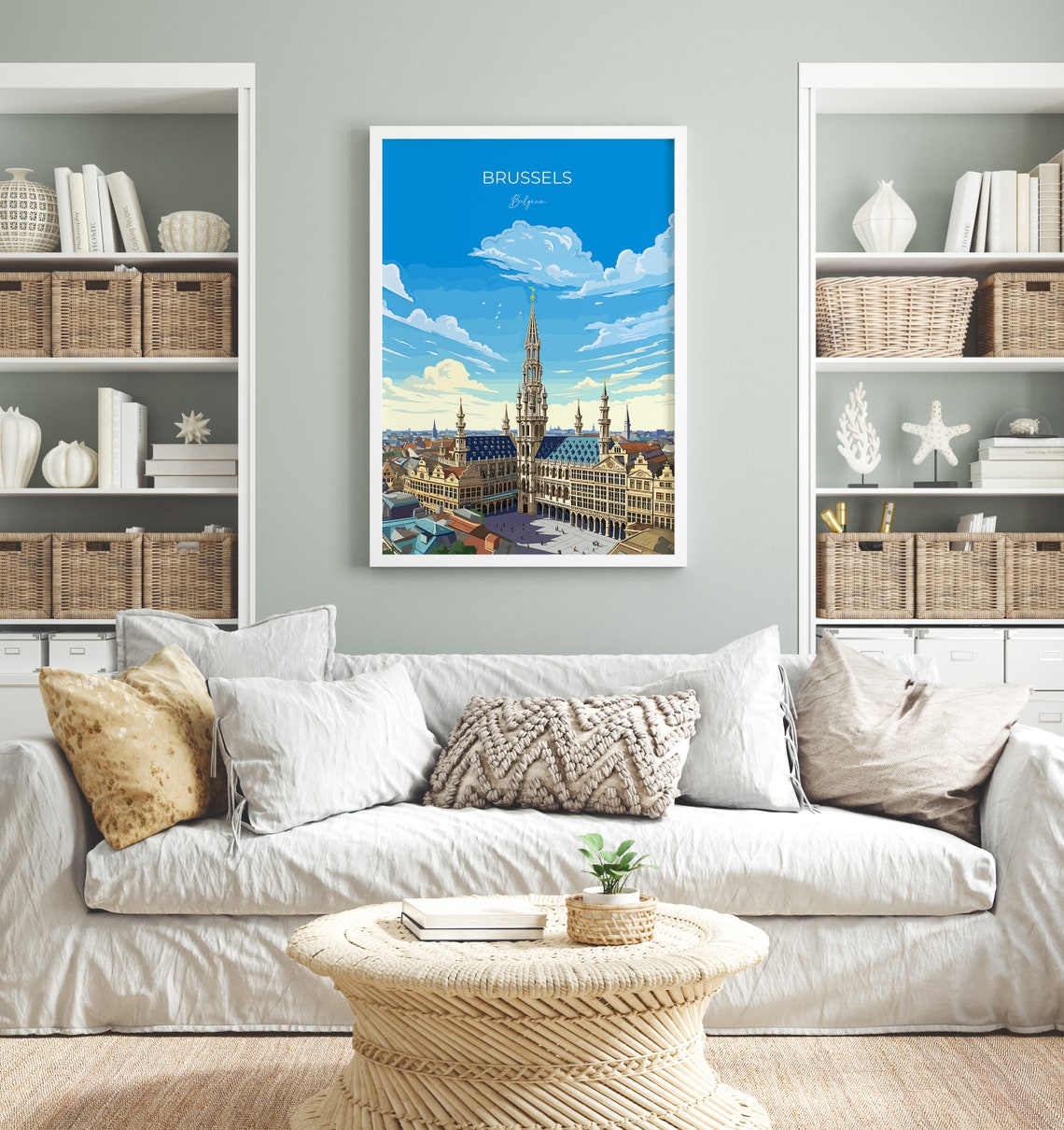 Brussels Belgium Grand Place Town Hall Skyline Travel Poster - Image 4