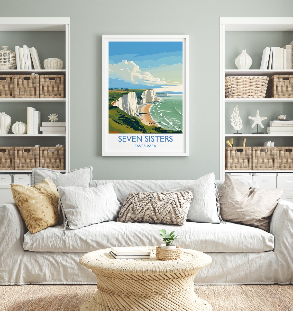 Seven Sisters Travel Poster, East Sussex Coastal Art - Image 4