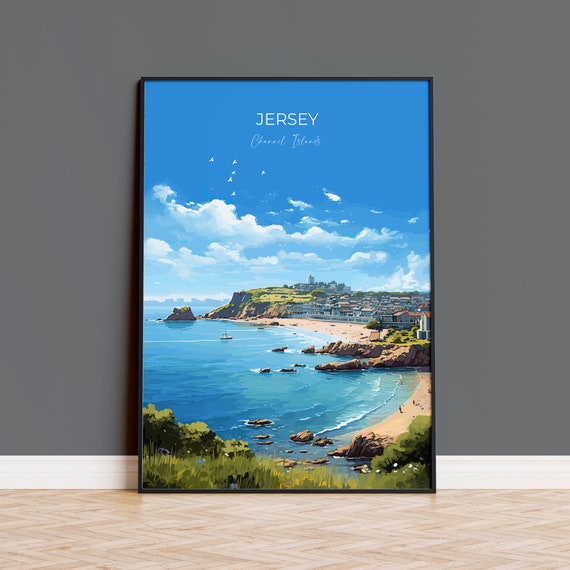 Jersey Travel Print Travel Poster Of Jersey Channel Islands Jersey Art Lovers Gift Jersey Wall Art Print