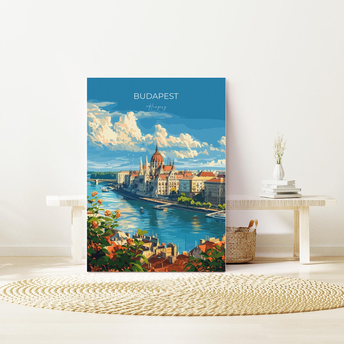 Budapest Parliament Riverside Promenade Top Lettering Poster - Image 2