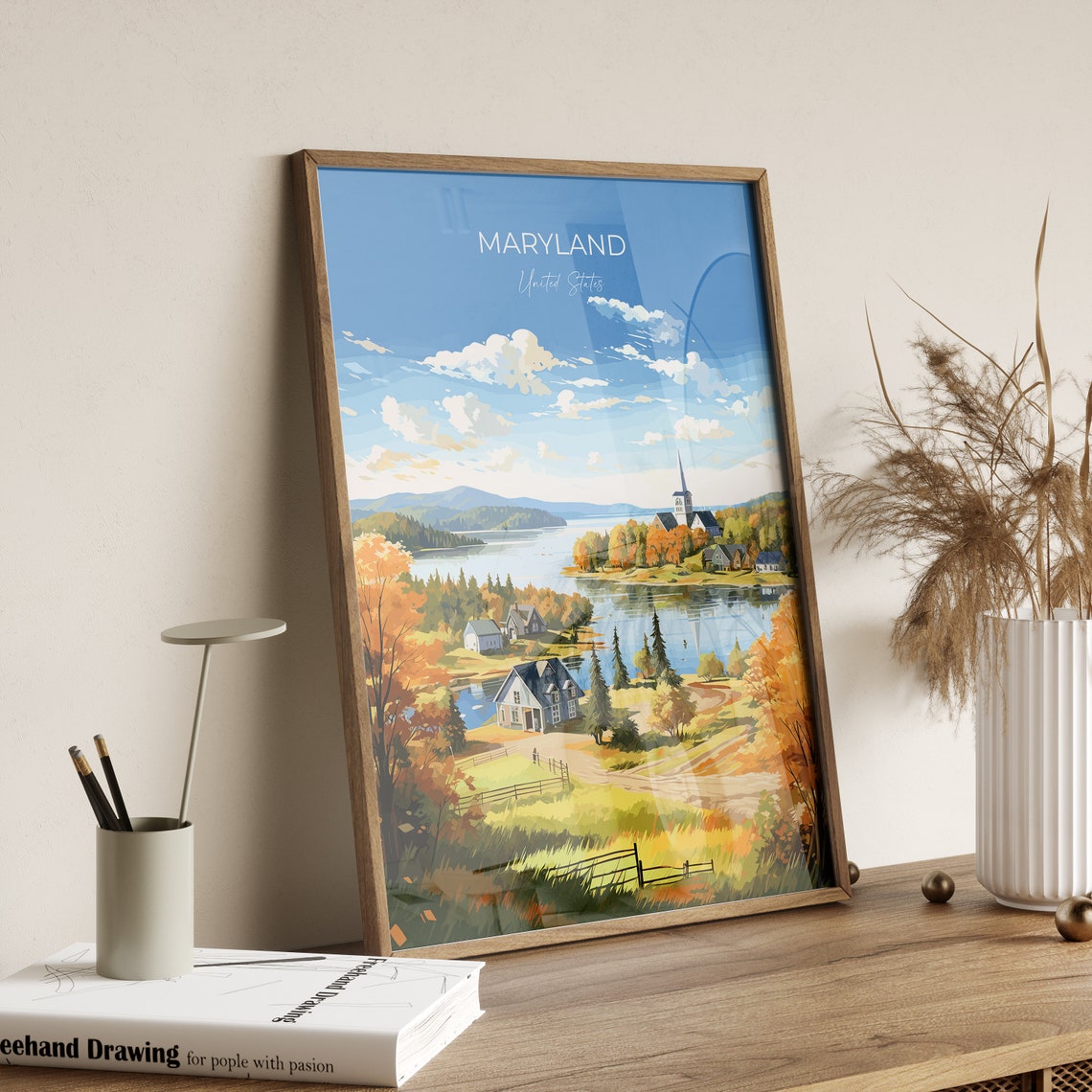 Maryland Print Travel Poster Of Maryland Maryland State Maryland Art Gift Usa Travel Gift - Image 2