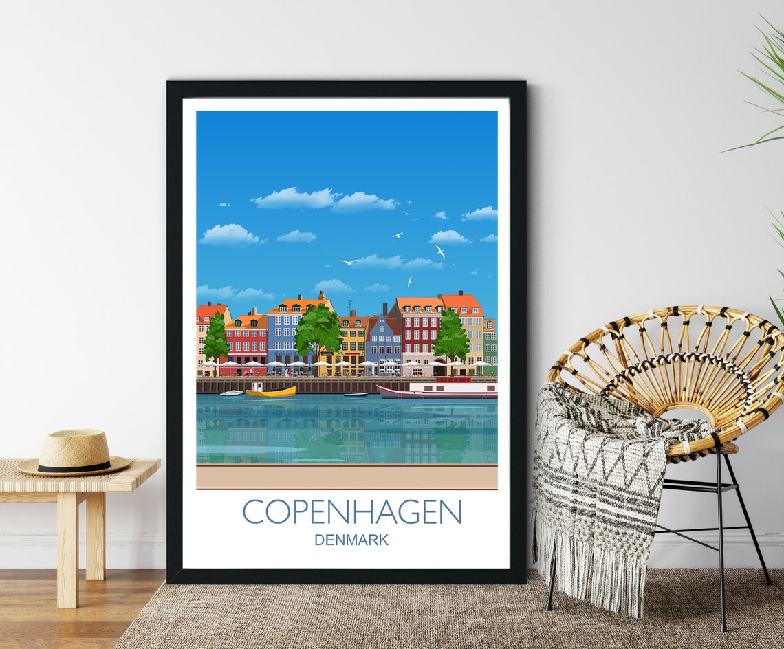 Copenhagen Denmark Colorful Harbor Houses Waterfront Art Poster