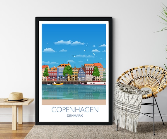 Copenhagen Denmark Colorful Harbor Houses Waterfront Art Poster