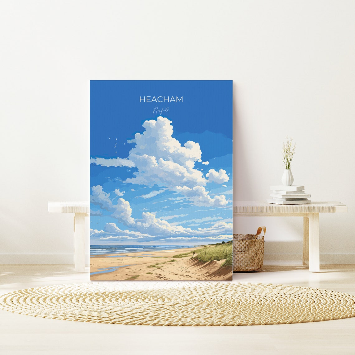 Heacham Norfolk Sandy Beach Dunes Seascape View Travel Poster - Image 3