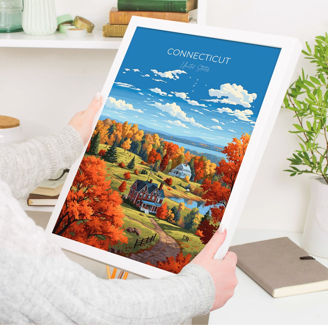 Connecticut Autumn Countryside Fall Foliage Farm Hills Poster - Image 5