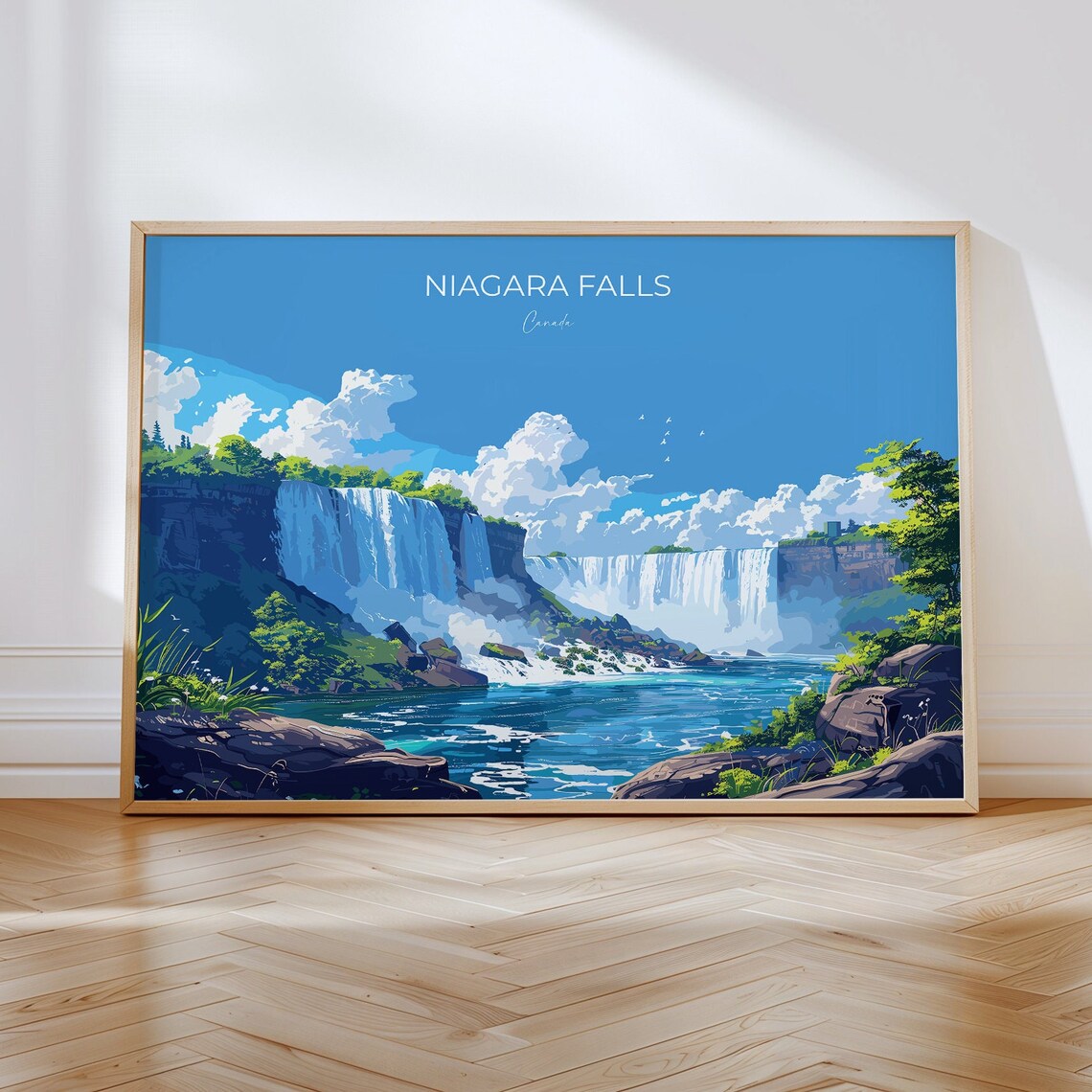 Niagara Falls Travel Poster, Canada Landscape Print
