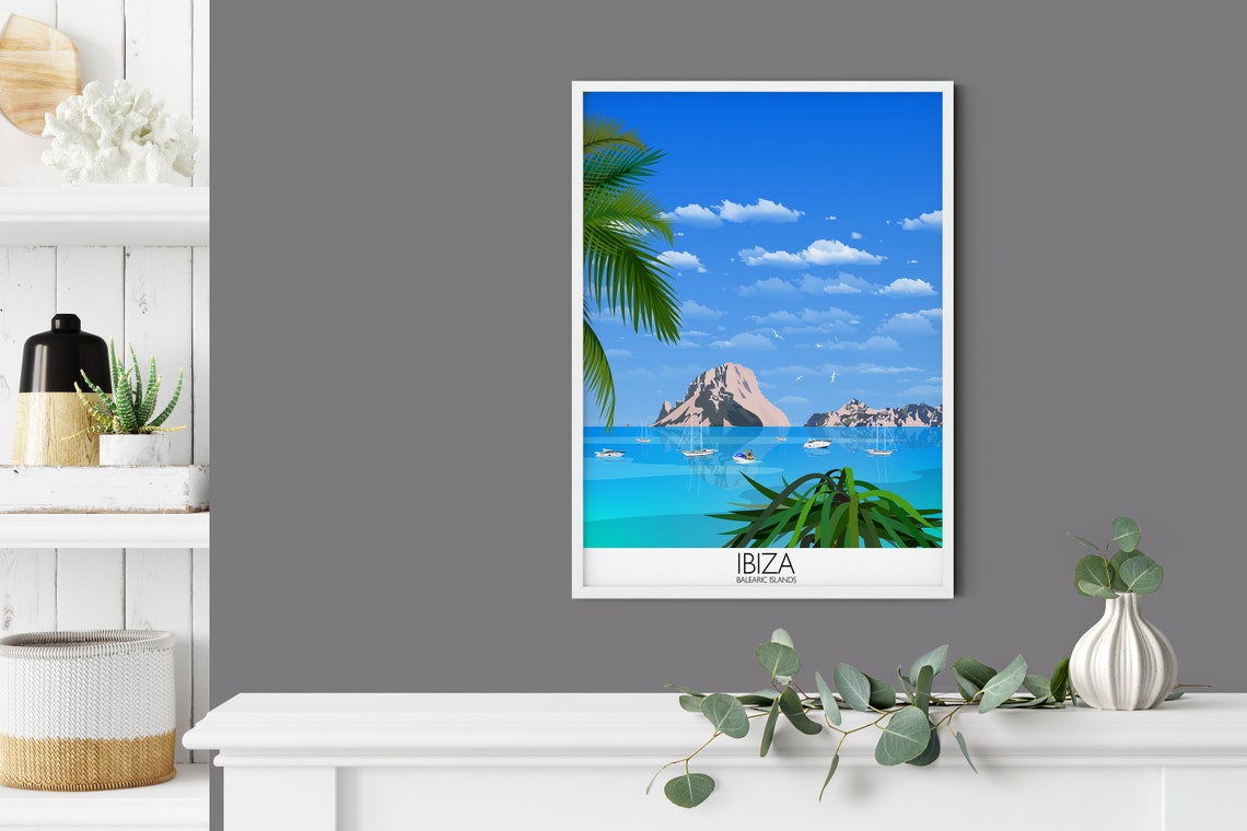Travel Poster Of Ibiza Travel Print Of Ibiza Balearic Islands Travel Poster Ibiza Print - Image 2
