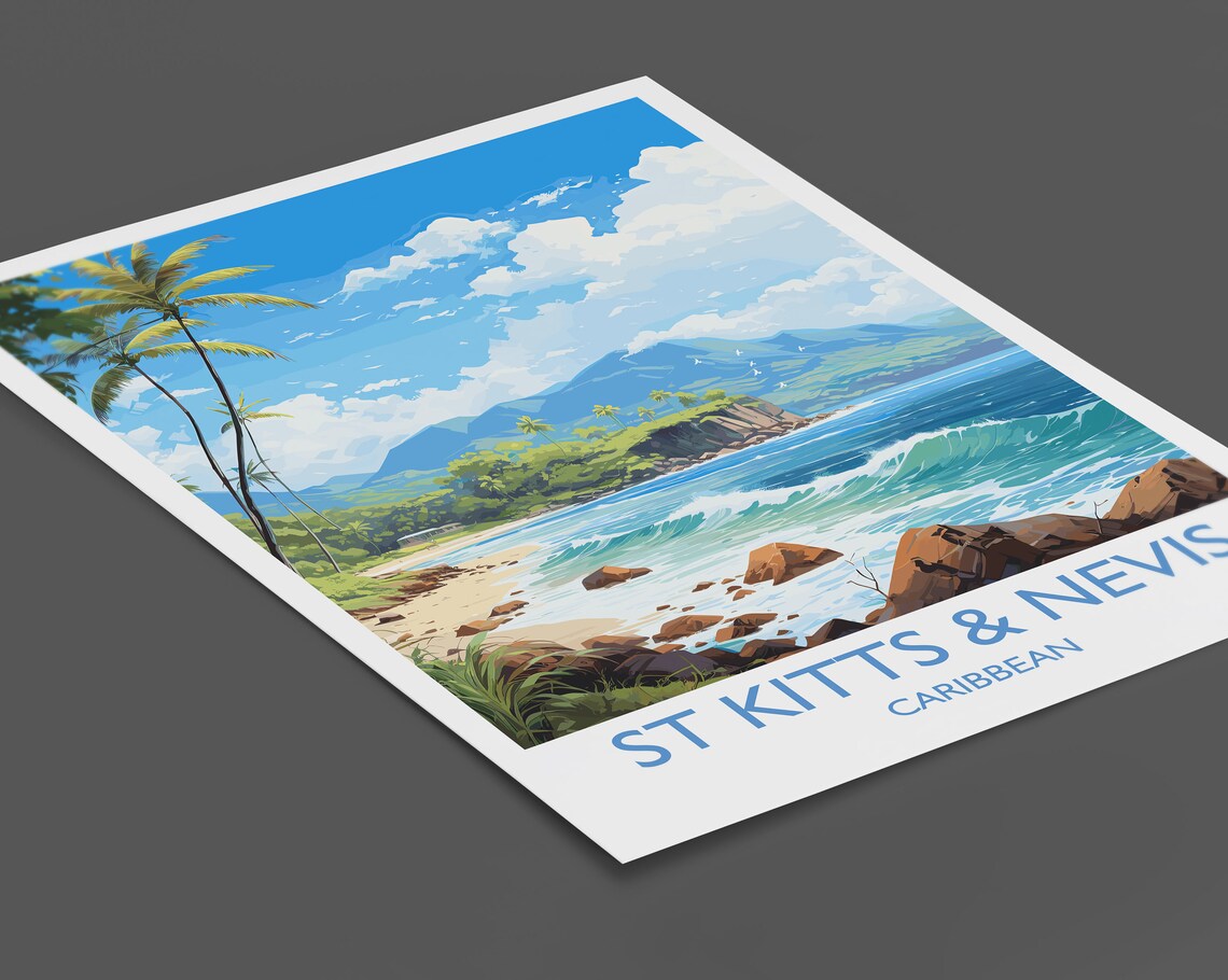 St Kitts And Nevis Travel Poster, Caribbean Art - Image 2