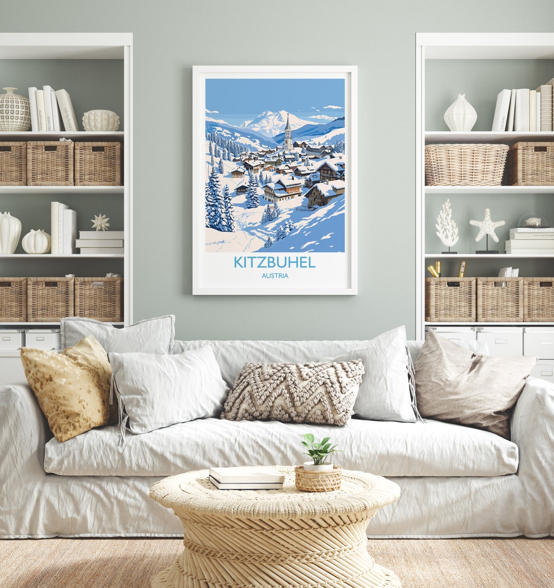 Kitzbuhel Austria Snow Covered Village Church Alpine Travel Poster - Image 4