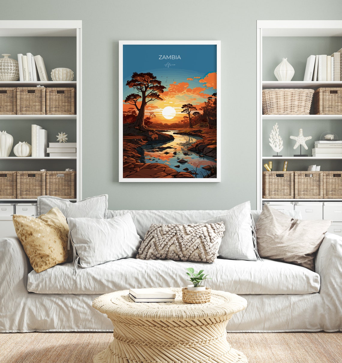 Zambia Travel Poster Wall Art Travel Print Of Zambia Sunset Zambia Gift Zambia Travel Art Africa Art Lovers Gift - Image 4