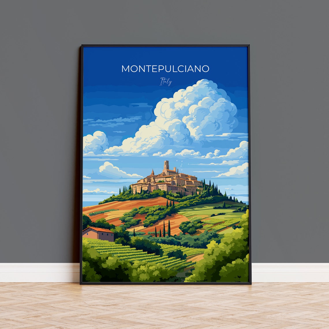 Montepulciano Travel Poster Wall Art Travel Print Of Montepulciano Montepulciano Art Lovers Gift Italy Italy Art Gift
