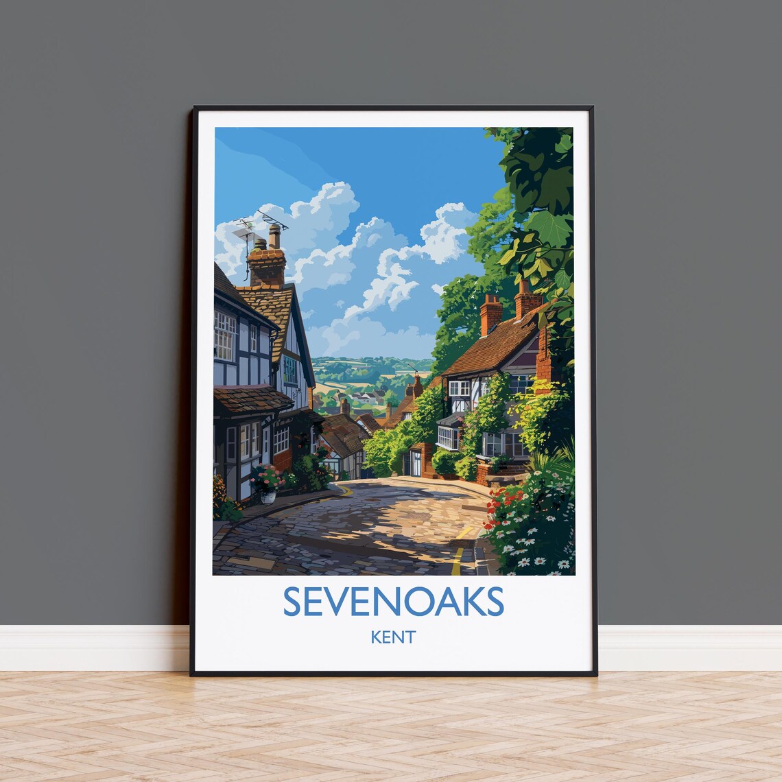 Sevenoaks Travel Poster Travel Print Of Sevenoaks Kent Countryside Art Gift England Sevenoaks Art Lovers Gift Wall Art Print