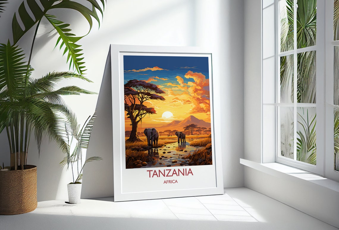 Tanzania Travel Poster Travel Print Of Tanzania Tanzania Gift Tanzania Sunset Africa Africa Art Lovers Gift Wall Art Print - Image 3