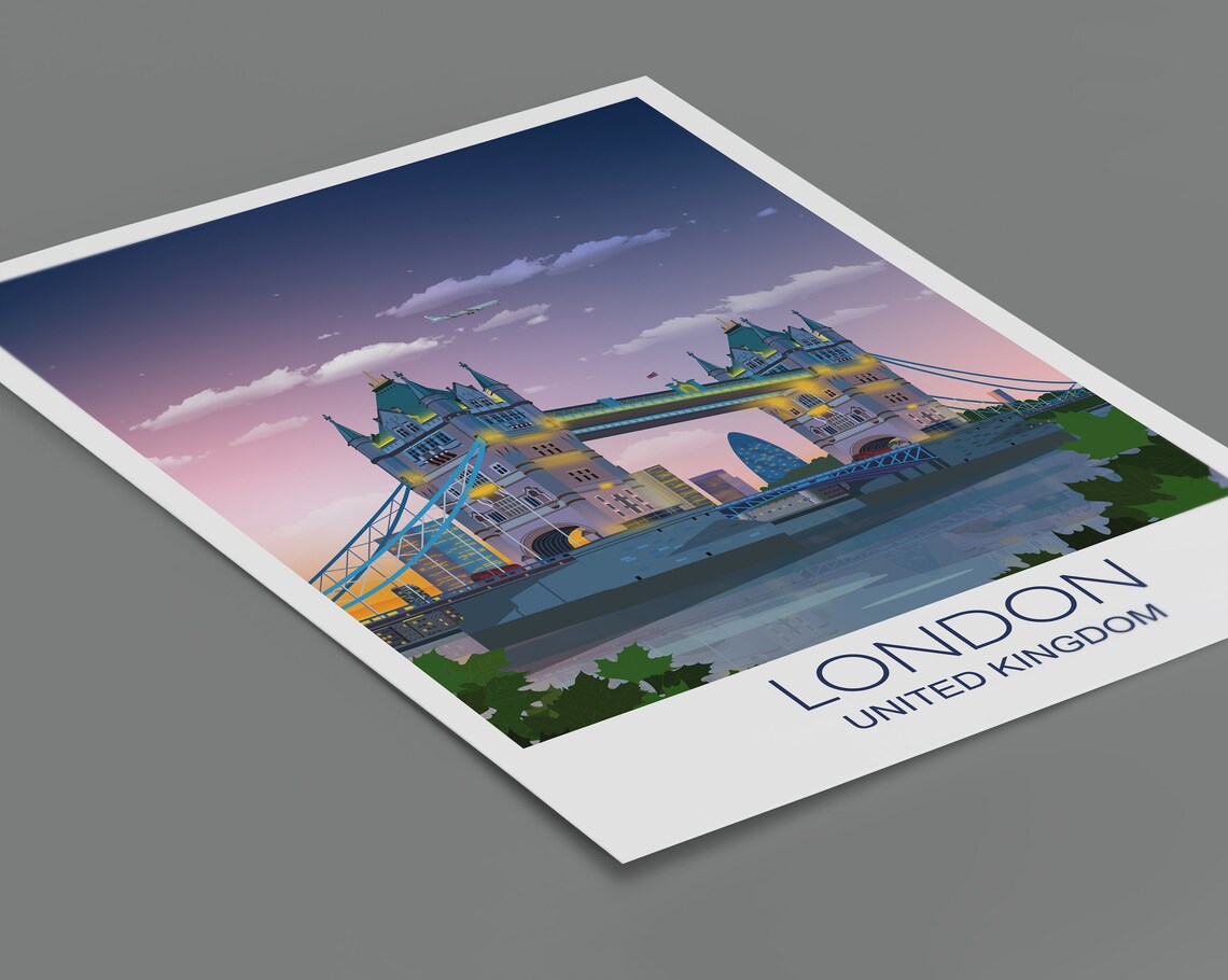 Tower Bridge London Travel Poster, Cityscape Art Print - Image 2