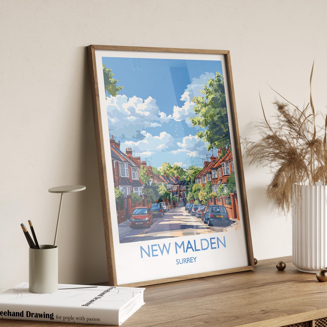 New Malden Travel Print Travel Poster Of New Malden Surrey Poster New Malden Art Gift London Art Lovers Uk Travel Gift - Image 2