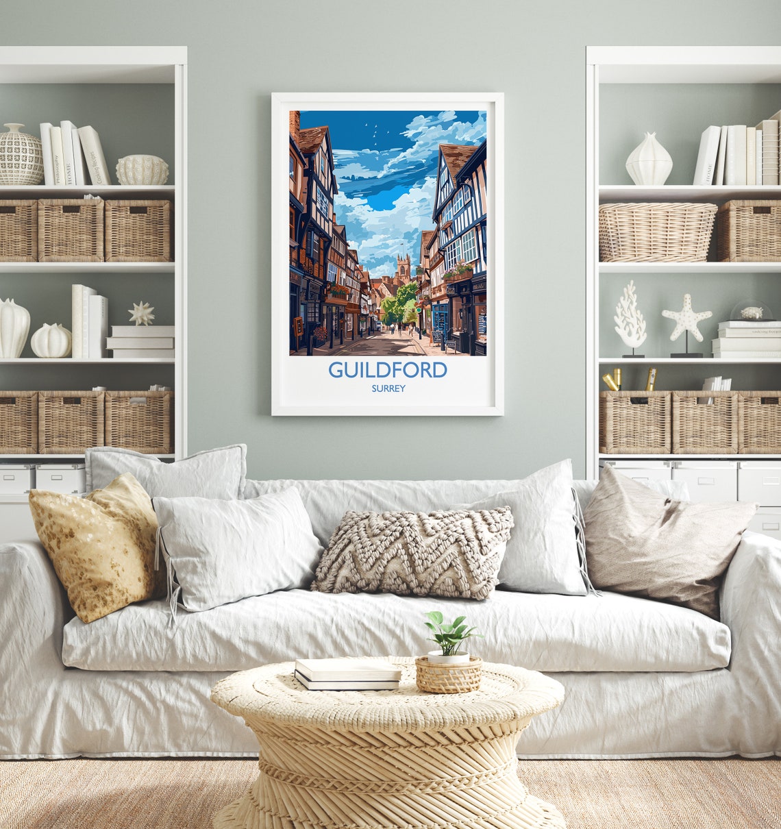 Guildford Surrey Tudor High Street Historic Town Travel Poster - Image 4