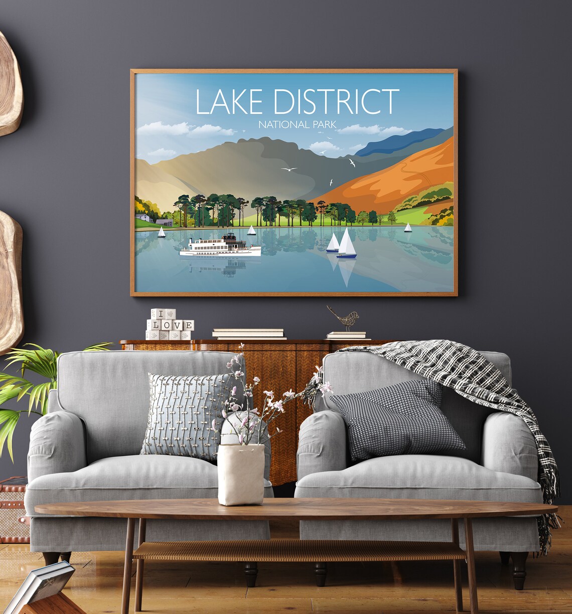 Lake District Travel Poster, Cumbria UK Travel Print - Image 3