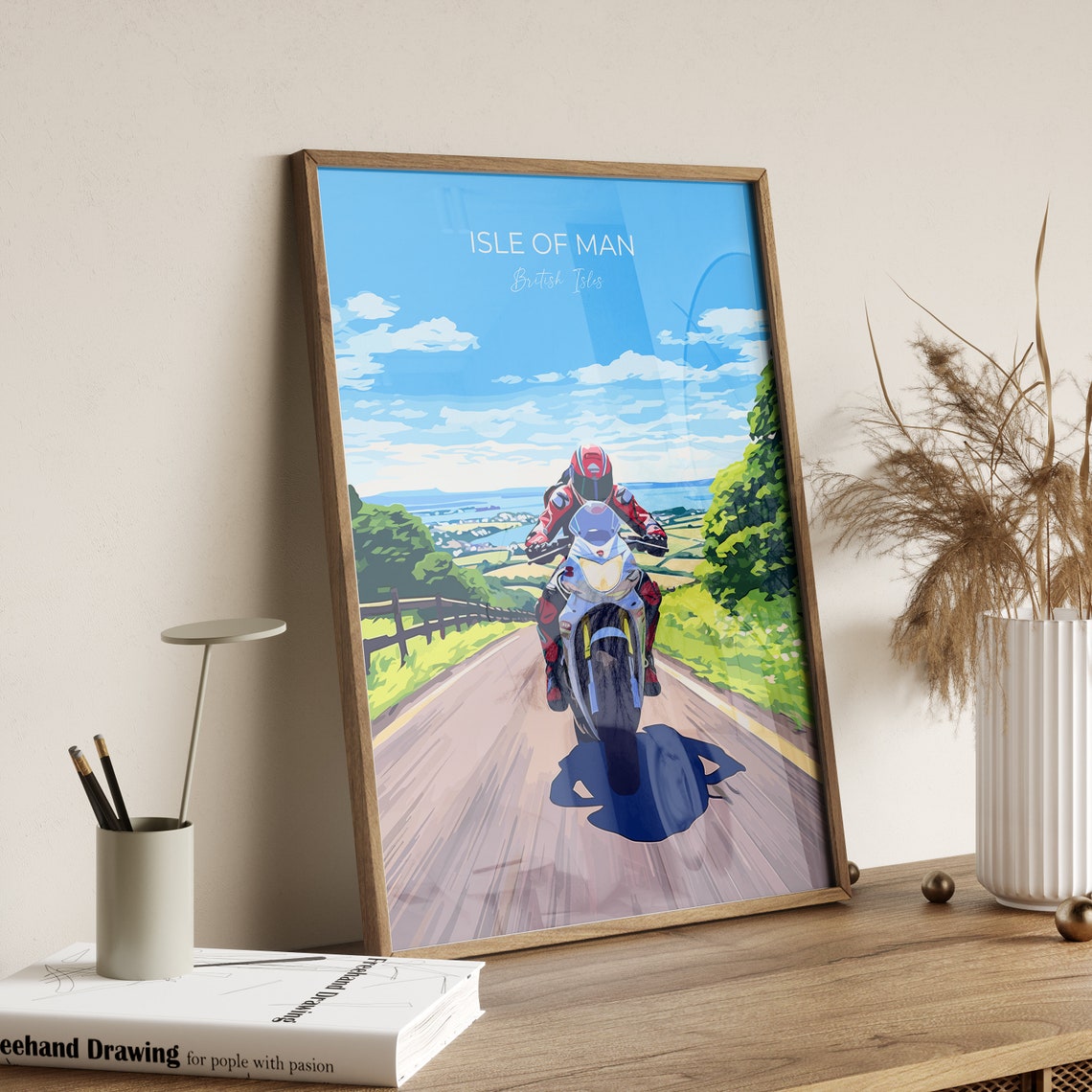 Isle Of Man Print Motorbike Wall Art Travel Poster Of Isle Of Man Motorbike Racing Art Isle Of Man Art Gift British Isles Wall Art - Image 2