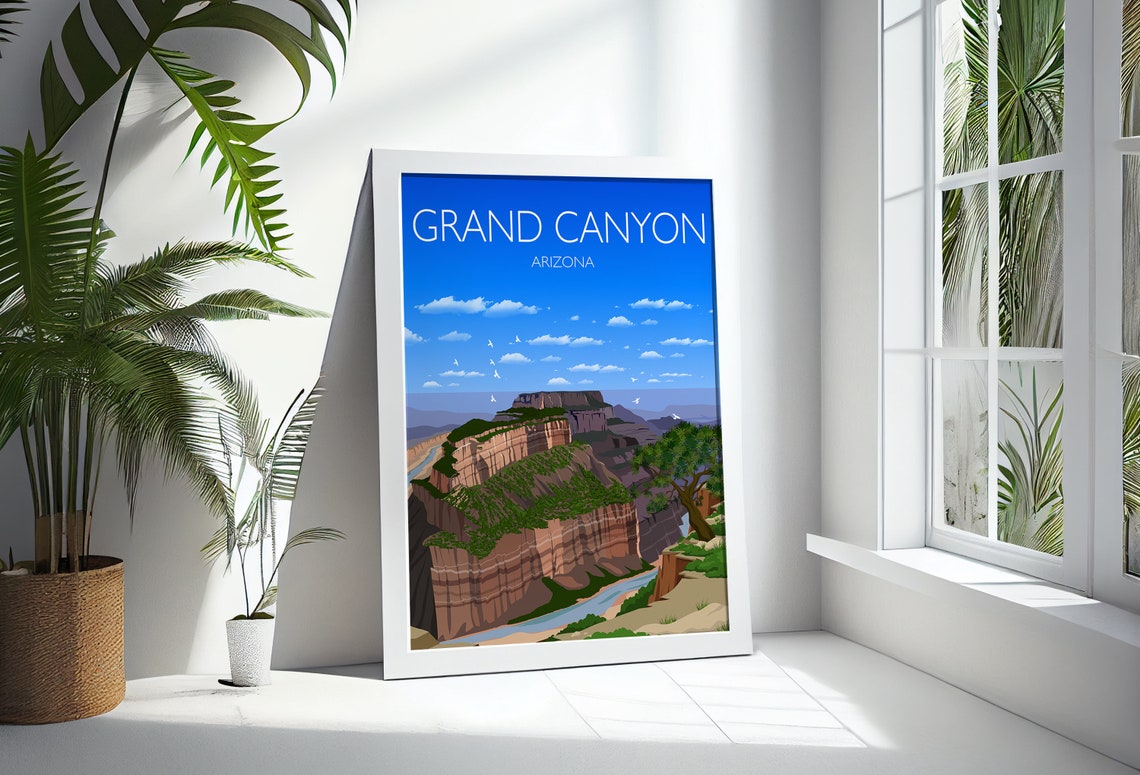 Grand Canyon Travel Poster Wall Art Travel Print Of Grand Canyon Grand Canyon Art Lovers Gift Arizona Usa Travel Art - Image 2