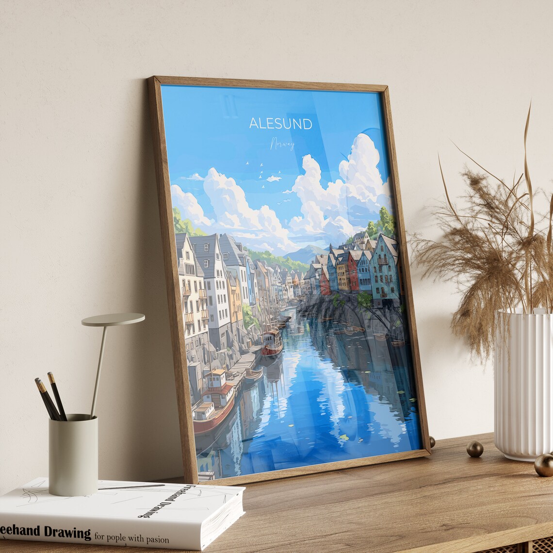 Alesund Norway Harbor Art Nouveau Houses Travel Poster Wall Decor - Image 2