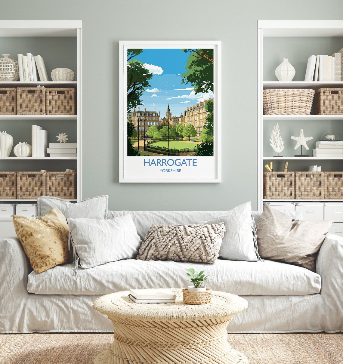 Harrogate Yorkshire Crescent Gardens Spa Town Scene Art Poster - Image 4