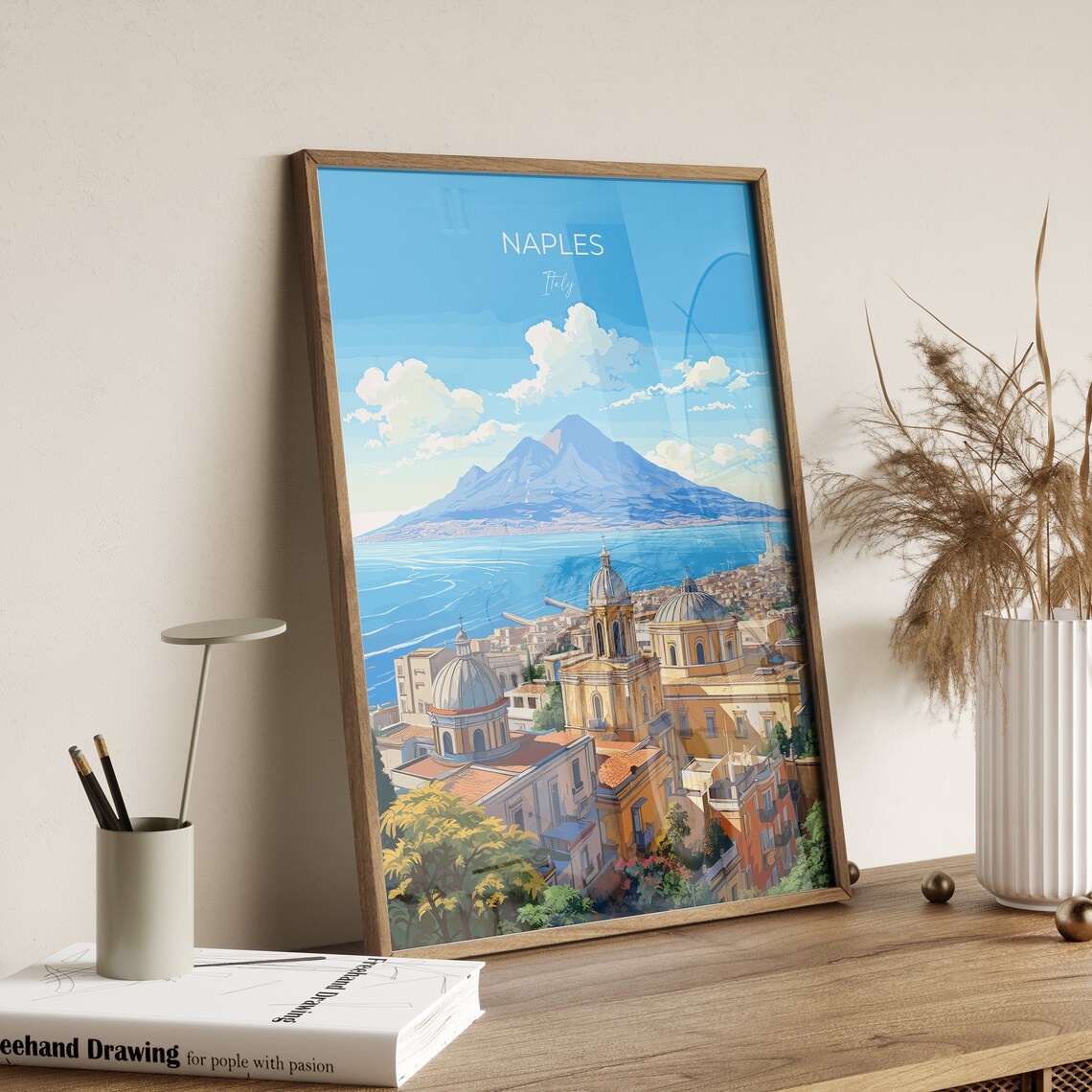 Naples Italy Vesuvius Bay Coastal City Scene Vintage Travel Poster - Image 2