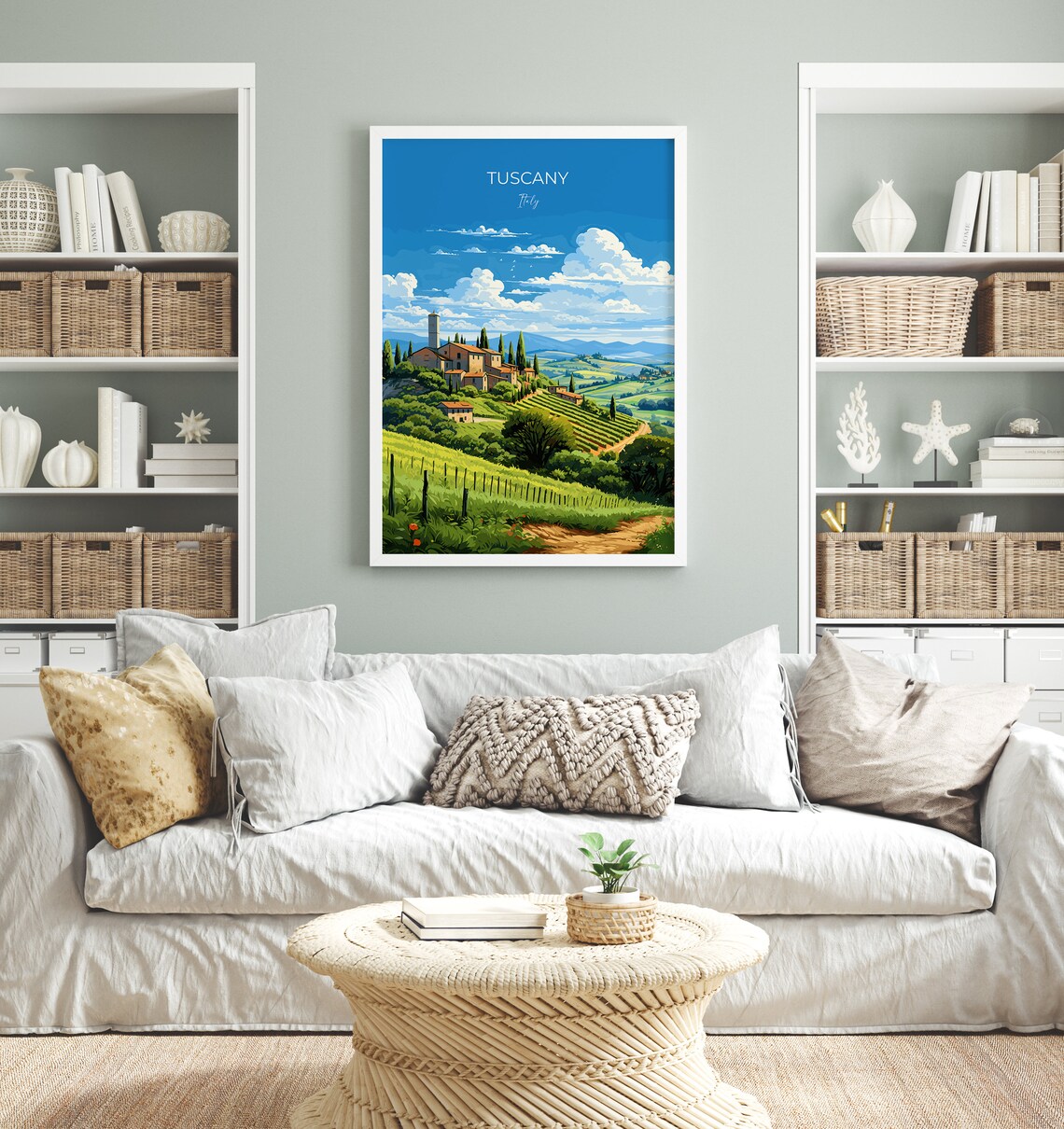 Tuscany Italy Hilltop Village Cypress Trees Vineyard Travel Poster - Image 4
