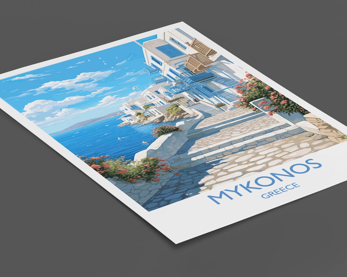 Mykonos Travel Poster, Greece Island Wall Art Print - Image 2