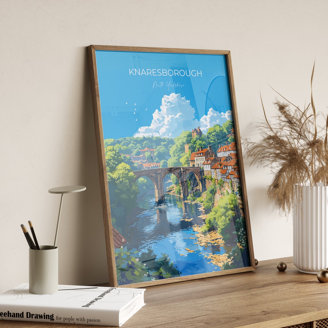 Knaresborough Travel Poster Wall Art Travel Print Of Knaresborough North Yorkshire Gift England Knaresborough Art Lovers Gift - Image 2