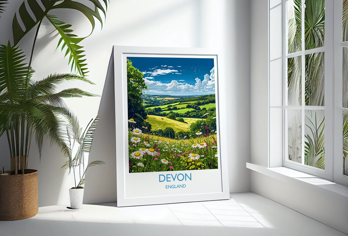 Devon England Travel Poster, Countryside Art Print - Image 3