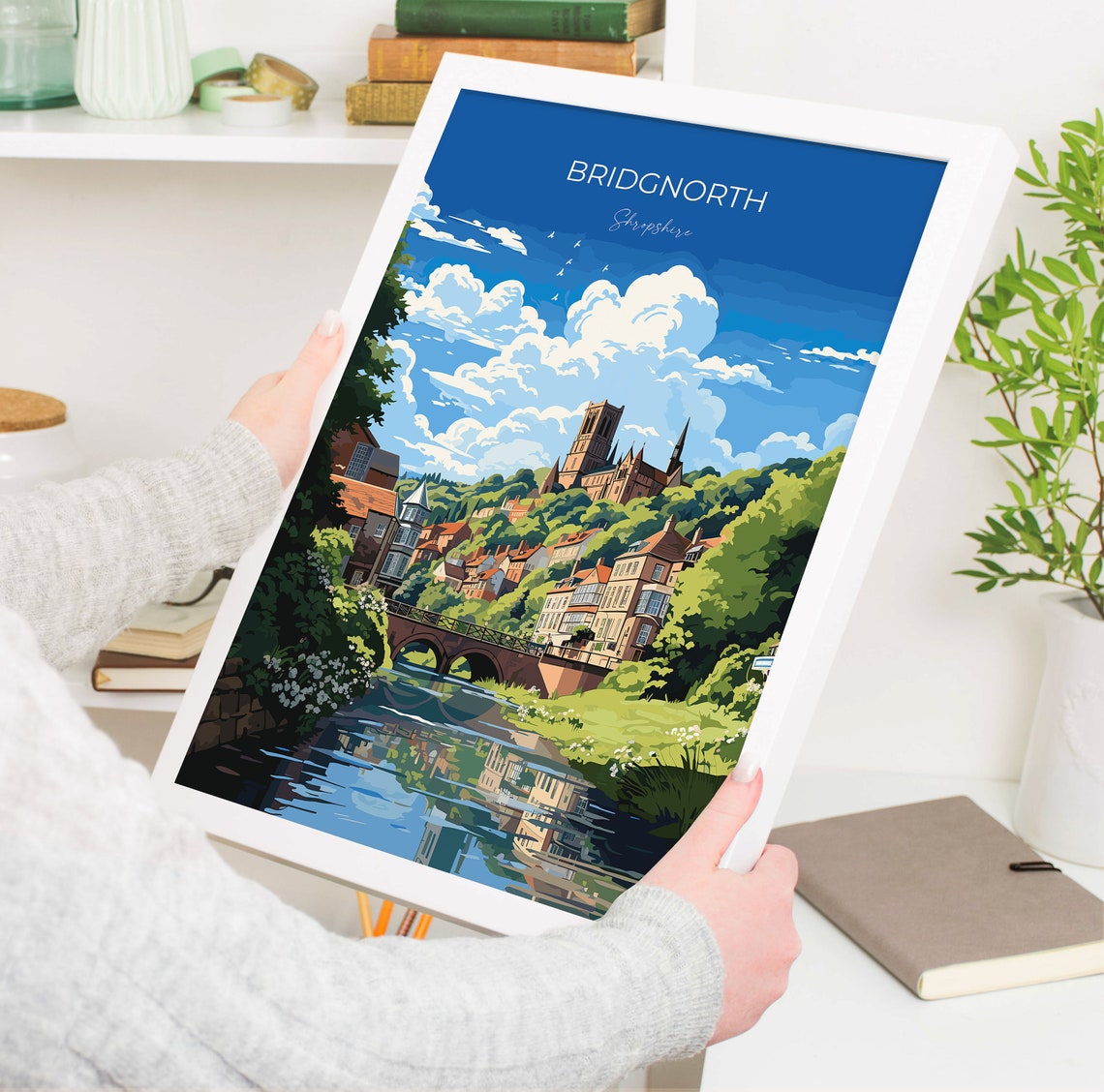 Bridgnorth Shropshire River Town Bridge Vintage Travel Poster - Image 5